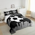 thumbnail image 4 of Erosebridal Bedding Sets Full Soccer Football Comforter Set , Sports Gamer Duvet Insert Video Game Gaming Bedding Comforters & Sets, Black Grey, 4 of 5