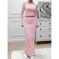 thumbnail image 6 of Women'S Skirt Sets 2 Piece Outfits Striped Skirt and Top Set 2 Piece Sets for Women Fall Outfits Pink XL, 6 of 8