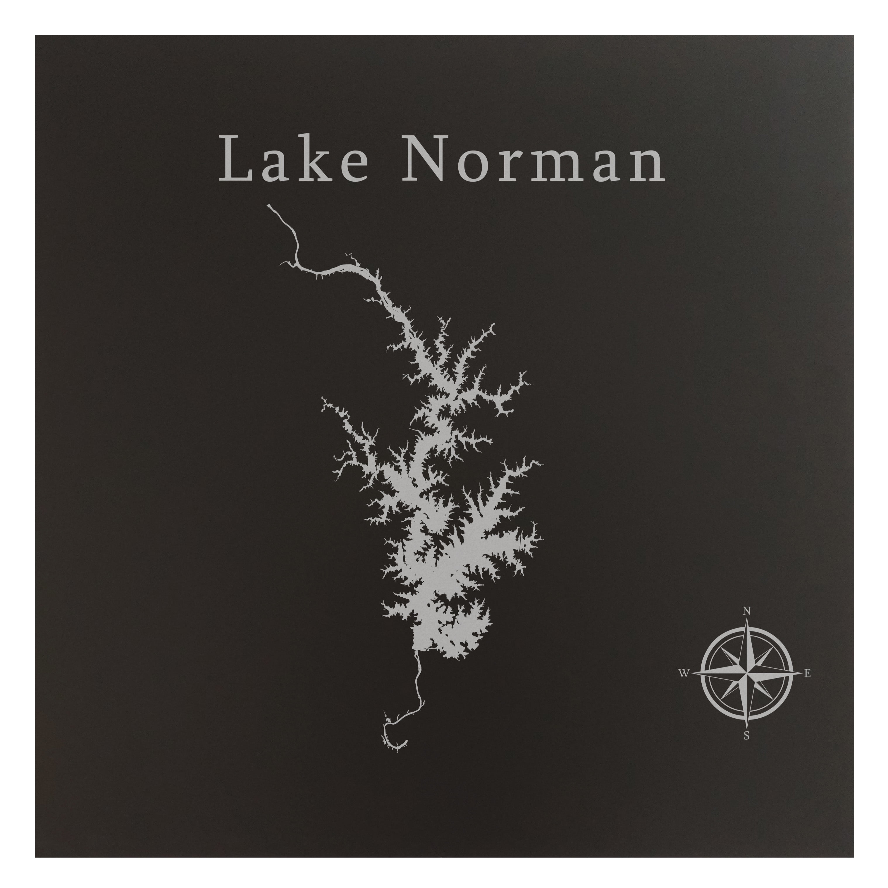 Lake Norman Map 12x12" Black Metal Wall Art Office Decor Gift Engraved North Carolina