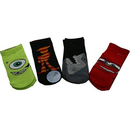 Disney Pixar Cars Socks - Disney Pixar Woody Nemo Monsters Cars 4 pack Boy's Socks Shoe Size 10.5-4