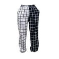 thumbnail image 2 of Qiylii Woman Black White Checkerboard Splicing Trousers,Plaid Loose Long Pants, 2 of 9