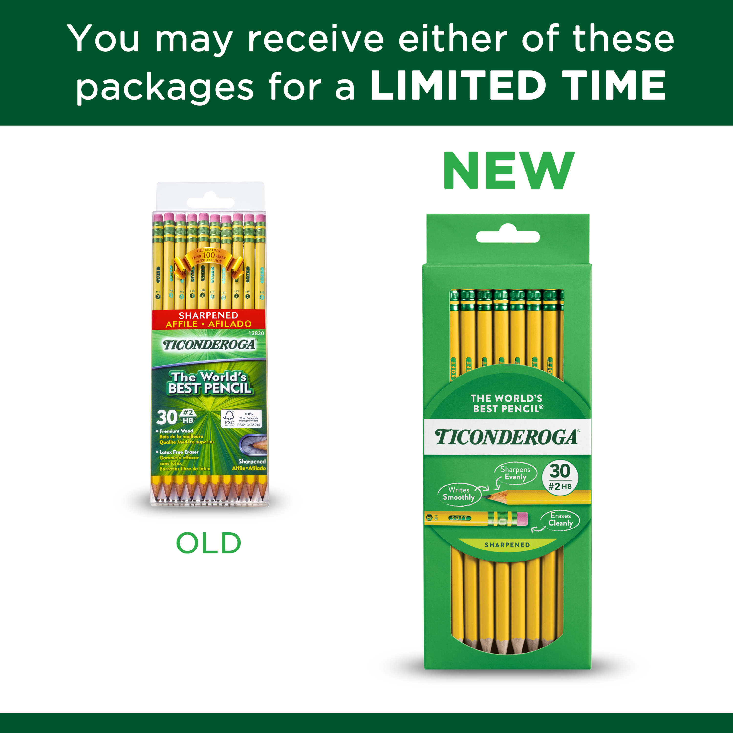 Ticonderoga Wood-Cased Pencils, Pre-Sharpened, #2 HB Soft, Yellow, 30 Count - image 4 of 6