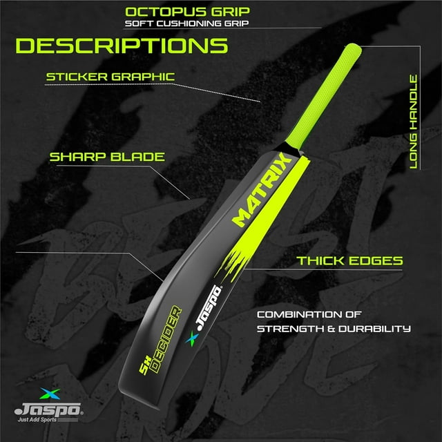 Jaspo Matrix Fumes Premium Hard Plastic Cricket Full Size Bat (35” X 4.5” Inch) For All Age Groups | Perfect For Practice
