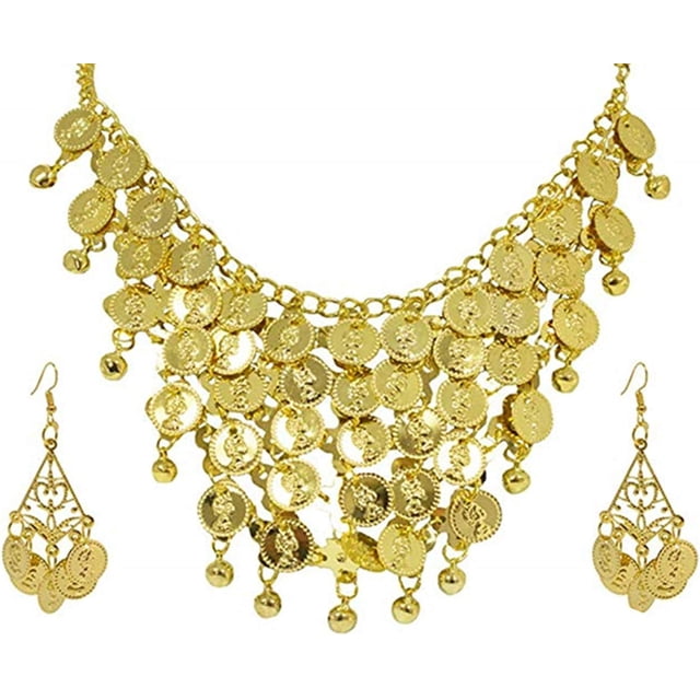 Joyería Gitana Collar y Pendientes para Danza del Vientre Accesorios de Danza India JM