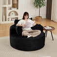 thumbnail image 5 of Leumius Oversized Round Chair Lounge Chaise Indoor,50" Upholstered Corduroy Deep Seat Single Cloud Sofa Chair, Fluffy Modern Large Circle Boneless Sleeper Sofa for Living Room, Bedroom,Black, 5 of 17