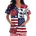 thumbnail image 3 of 250th Anniversary USA Scrub Tops Women American Flag Print Stretch V Neck Scrubs 4th of July Nurse Working Uniforms with Pockets, 3 of 4