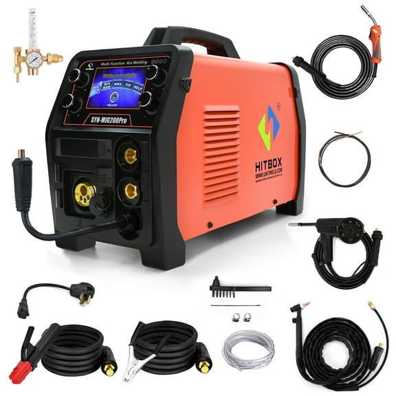 HITBOX SYN MIG200Pro 5-in-1 MIG/TIG/ARC/MAG Stick Welder, 200A, 110V/220V, Gas & Gasless, Automatic Wire Feed, Aluminum & Steel Welding