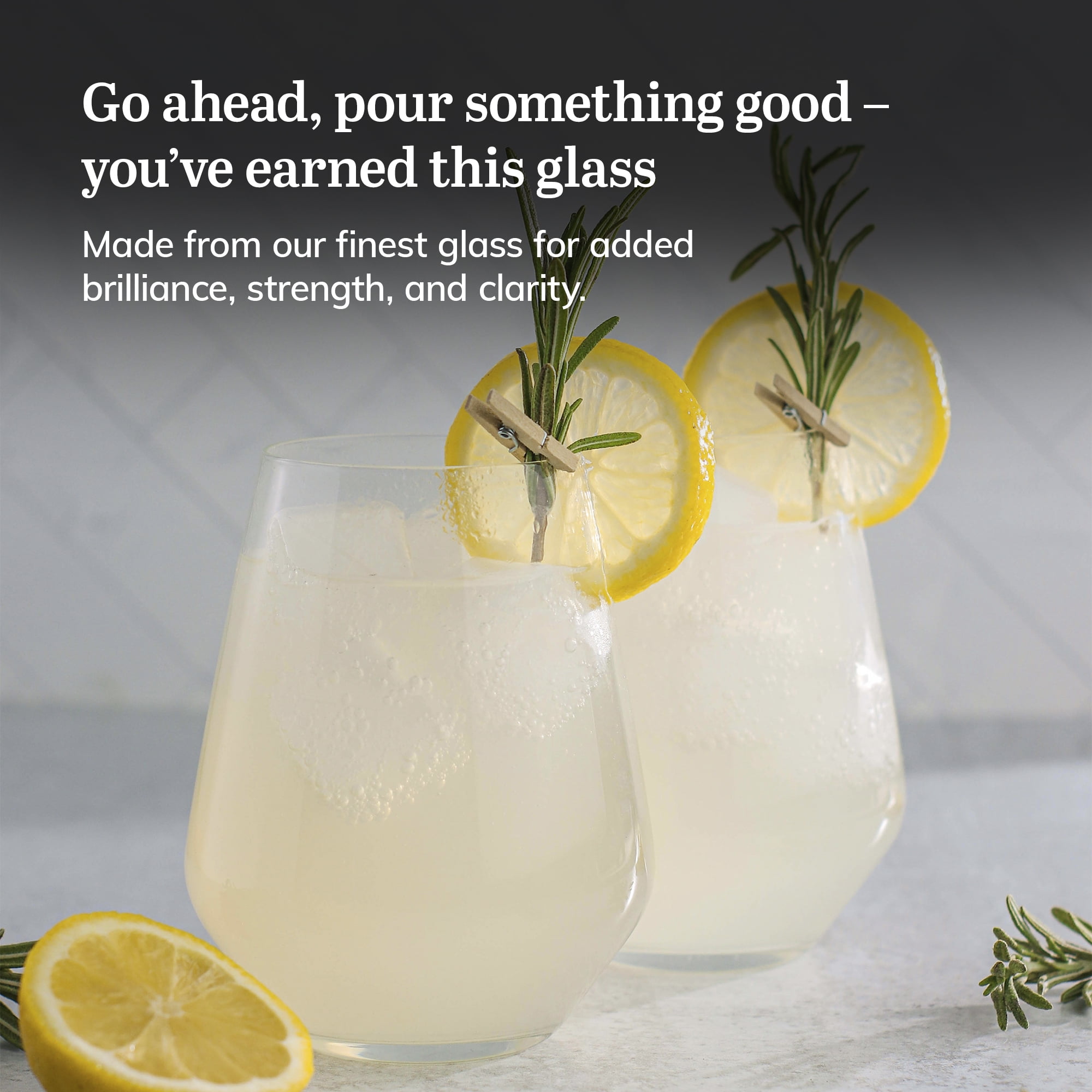 Libbey Signature Greenwich Stemless Wine Glasses Set of 6, Modern Wine Glasses for Red and White Wine, Ideal Stemless Wine Glass Set for All Occasions