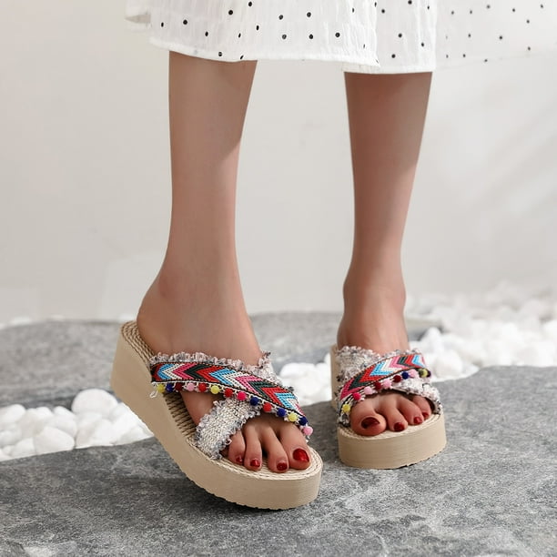 Zapatillas con punta abierta para mujer, sandalias cómodas, informales, cómodas, para la playa Wmkox8yii ytu5527