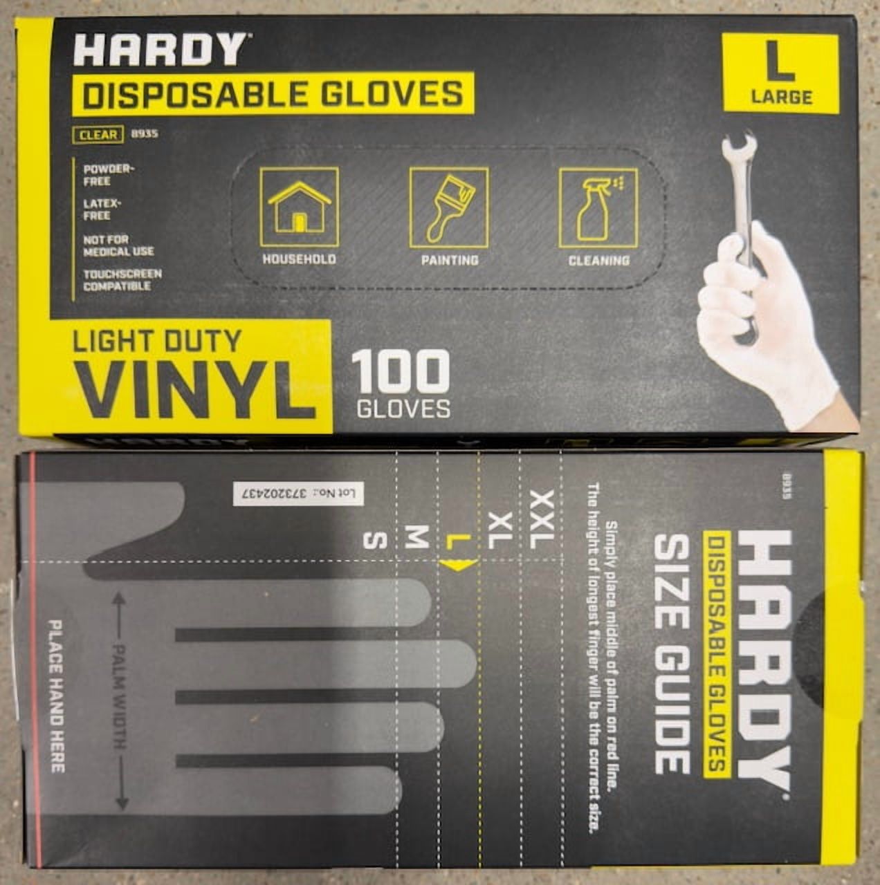 HARDY Vinyl Gloves, 100 Pack, Large (2 Boxes)