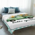 thumbnail image 4 of Hello Spring Blanket Soft Cozy Warm Throw Blanket for Couch, Plush Fuzzy Flannel Fleece Blankets for Sofa, Easter Flowers Green Truck Floral Blue Plaid Bed Blankets Lightweight Gifts for Men, 50"x60", 4 of 9