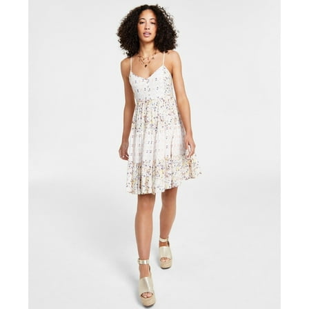 LUCKY BRAND Women's Printed Button-Front Minidress Yellow Size M MSRP $119