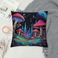 thumbnail image 2 of Patifu Mushroom Forest Crescent Moon Psychedelic Art Graphic Decorative Pillow Cover Home Furnishing Short Plush 1PC 12x12in, 2 of 5