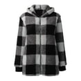 thumbnail image 4 of Women's Plaid Hooded Jacket Soft Comfortable Long Sleeve Zipper Front Loose Fit Outerwear With Pockets For Casual Wear, 4 of 4