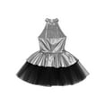 thumbnail image 4 of TiaoBug Kids Girls Sequin Ballet Tutu Dress Sleeveless Halter Neck Dance Leotard Tulle Dress Silver 6, 4 of 4