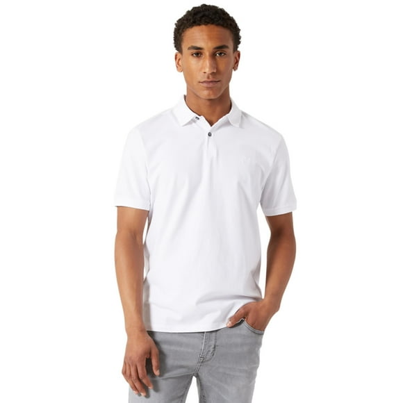 Camisa Polo DKNY para Hombre Ajuste Moderno Secado Rápido Blanca