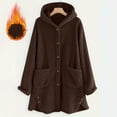 thumbnail image 7 of hotojiny Women's Winter Coats Long Sleeve Button up Fuzzy Sherpa Hooded Jackets Outerwear Plush Fleece Loungewear, 7 of 7