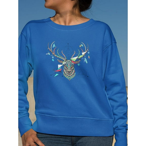 Deer Head With Geometry Sweatshirt Women's -Image by Shutterstock