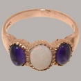 thumbnail image 4 of LBG British Made 14k Rose Gold Real Natural Opal & Amethyst Womens Statement Ring - 33 size options - Size 8, 4 of 7