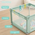 thumbnail image 7 of Baby Playpen, 36x36x27inch Portable Soft Mesh Sturdy Pipe Ample Space for Toddler, Green, 7 of 7