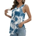 thumbnail image 2 of Mengpipi Tank Top for Women Summer Pleated Loose Casual Sleeveless Tunic Tops , Blue-white-L(US 12-14), 2 of 5