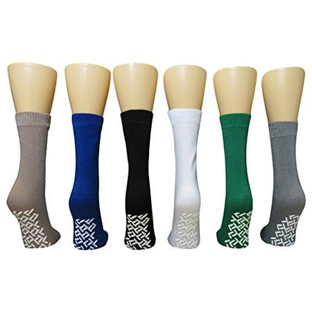 Nobles Assorted Non Skid Non Slip Hospital Gripper Socks 6 Pairs 6 Colors (Men's Colors) Made in (Best Non Slip Socks)