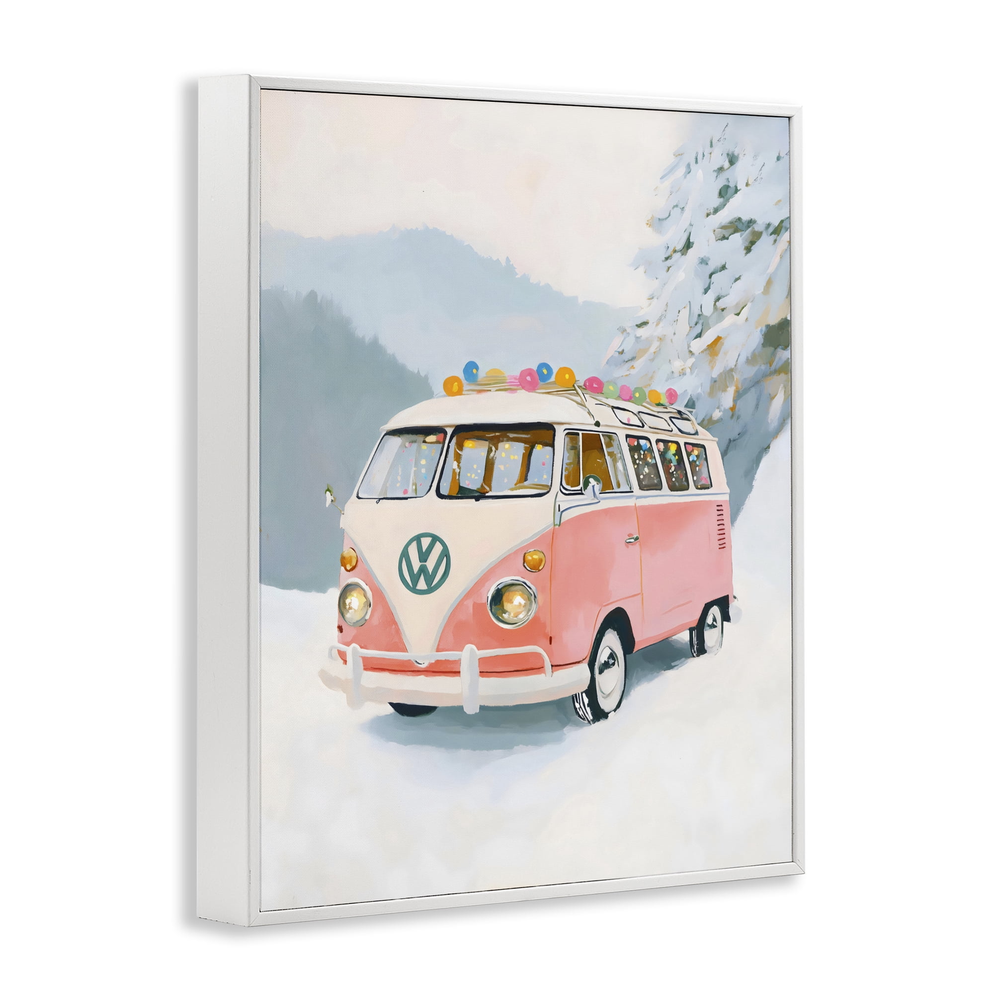 Stupell Industries Pink Christmas Van in Snow White Framed Giclee Art, design by The Prints Vibe
