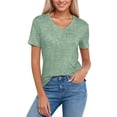 thumbnail image 5 of T Shirts for Women Short Sleeve Green Basic Tees Summer Tops Womens Business Casual Tops, 5 of 5