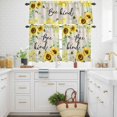 thumbnail image 3 of Sunflower Bee Kind Kitchen Curtains Valances and Tiers Set of 3 Vintage Yellow Floral Bees White Daisy Plant Linen Texture Tier Curtains and Valance with Rod Pocket for Small Windows, 27.5"x36", 3 of 9