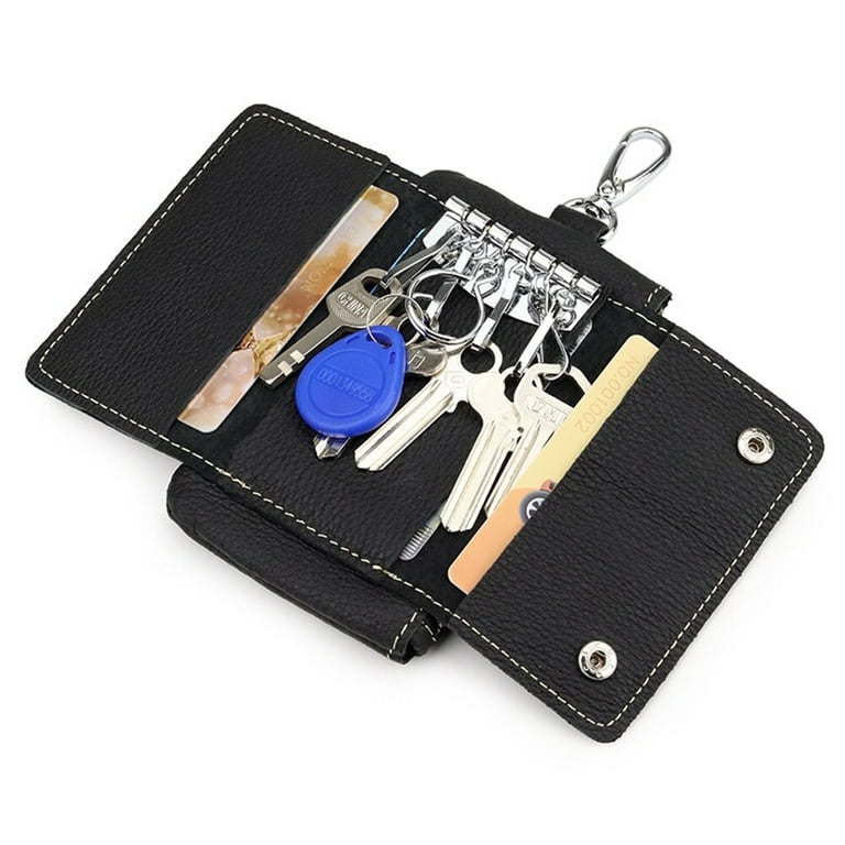 Zipped Key Ring Wallet in Black - Key Pouch
