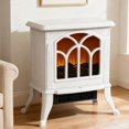 thumbnail image 3 of TopComfy Electric Fireplace Stove Heater with Realistic Log Set Flame Effect Freestanding Design Adjustable Heat Settings for Living Room Bedroom, White, 3 of 6