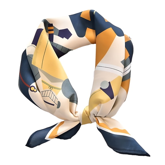 TELOLY Silk Scarf for Women Soft Breathable Fashionable Neck Collar with Colorful Print for Parties Commutes