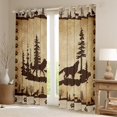 thumbnail image 2 of 2 Panels,(42Wx90L) Wolf Darkening Curtains,Rustic Farmhouse Cabin Curtains,Rural Elk Deer Moose Animals Window Treatments,Vintage Hunting Theme Tree Jungle Insulated Thermal Curtains, 2 of 5
