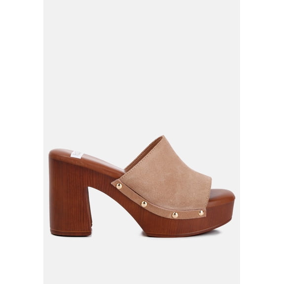 Cartera Soft Suede High Block Heel Clogs