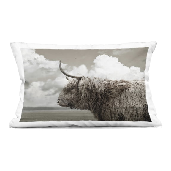 Stupell Industries Longhorn Cattle & Clouds View Decorative Printed Throw Pillow design by CAD Designs, 14 x 7 x 20