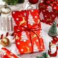 thumbnail image 3 of GRA Reversible Reindeer, Stripe Christmas Wrapping Paper Roll - 46.8 sq.ft. (17in x 33ft) with Gold Printed Snowflake, Christmas Tree, Hexagram Star for Party, New Year Celebration, 3 of 16