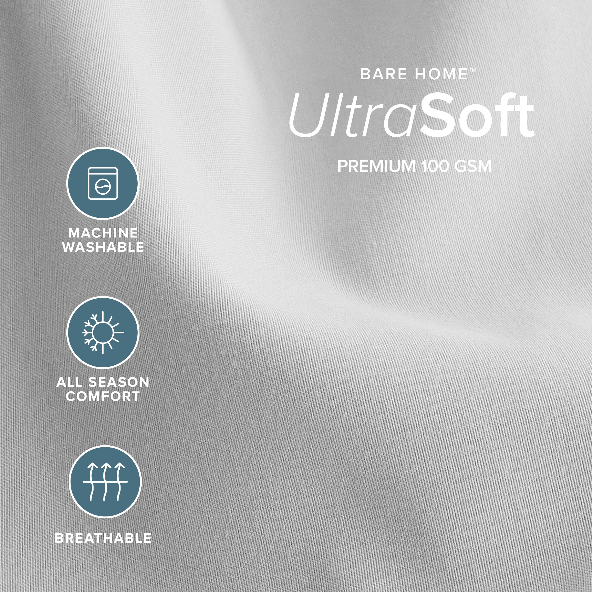 Bare Home 2 Pack Fitted Sheets - Premium 1800 Collection - Ultra Soft - Crib, Cloud Grey/White
