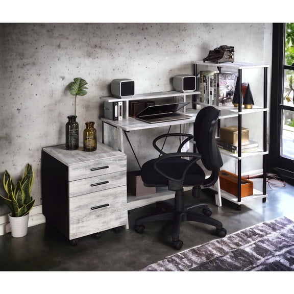 Nypho Antique White & Black Finish Writing Desk