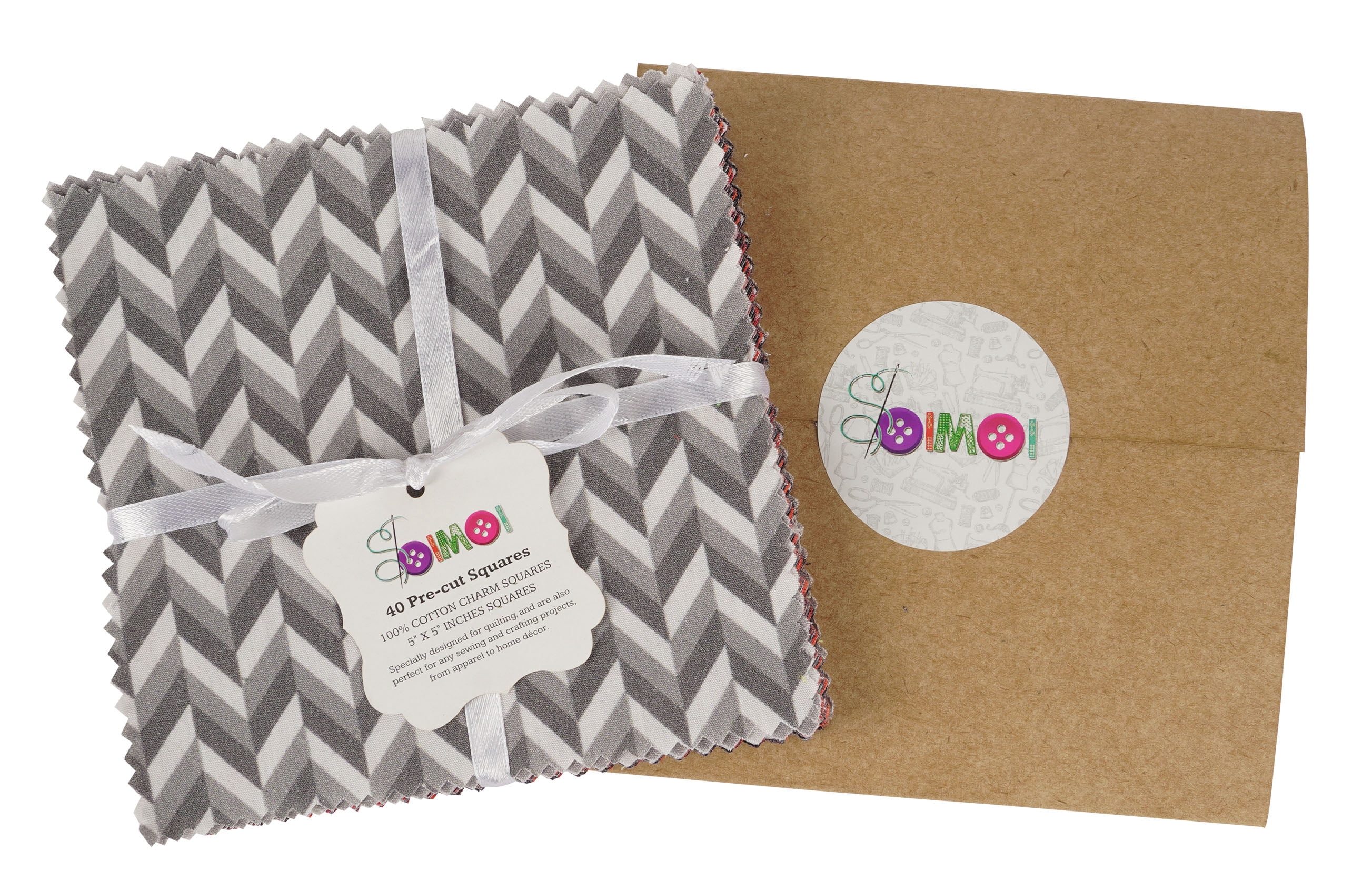 Soimoi Christmas Theme Print&nbsp;Precut 10-inch Cotton&nbsp;Fabric&nbsp;Quilting&nbsp;Squares&nbsp;Charm Pack DIY Patchwork Sewing Craft-Light Gray