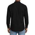 thumbnail image 5 of IYTR Men Hawaiian Shirt Stand-up Collar Cotton Linen Long Sleeve Shirts Pockets Loose Fit Beach Casual Top (Black,XL), 5 of 7