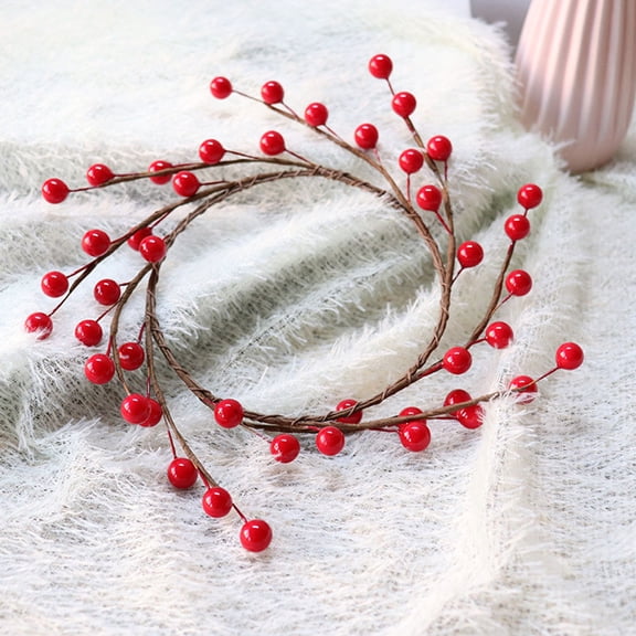 BESTYASH Red Simulation Berry Wreath Festival Decoration 2 Pieces