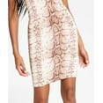 thumbnail image 3 of Bar III Women's Snake Embossed Bodycon Dress Brown Size Petite Large, 3 of 3