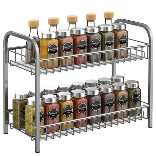 Fuleadture 2Tier Countertop Spice Rack Organizer,NonSlip Seasoning Storage Shelf for Pantry
