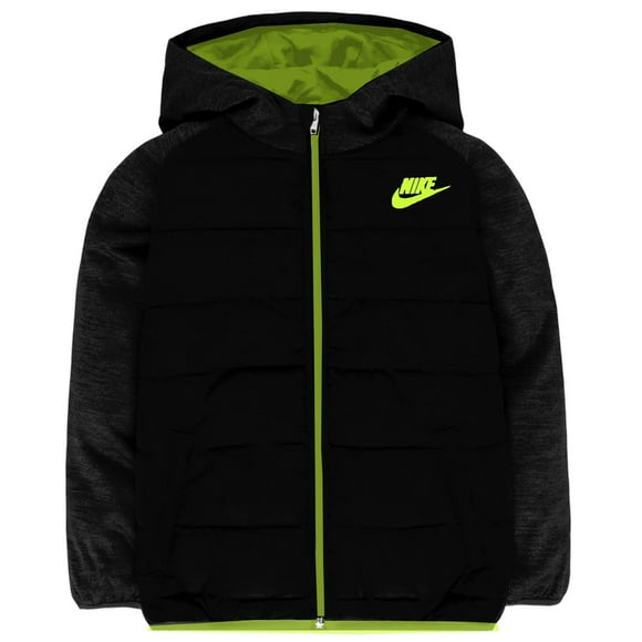 Nike Kids Sportswear Therma Fleece Quilted Jacket (4T, Black/Grey/Volt)