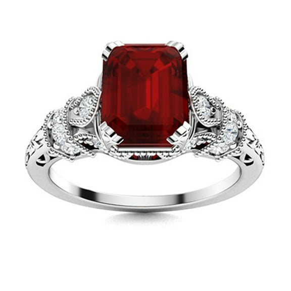 Mooneye 1.25 Ct Octagon Garnet 925 Sterling Silver Solitaire Art Deco Women Valentines Day Gift Ring