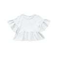 thumbnail image 4 of Kid Girls Casual Crew Neck Short Sleeve Ruffle T-Shirt Tops Loose Peplum Girls Tee Blouse Tops, 4 of 4