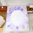 thumbnail image 5 of Castle Fairy Teenagers Purple Floral Flying Butterflies Twin Sheet Sets 3pcs,Chic Flower Rose Twin Fitted Sheet Microfiber,Spring Garden Dreamy Princess Breathable Flat Sheet,Super Cozy Room Decor, 5 of 7