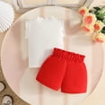 thumbnail image 5 of vigerkar Girls' 2 Pieces Outfits Cute Ruffle Sleeve Top and High Waisted Shorts Set (Red, 18-24 Months), 5 of 9