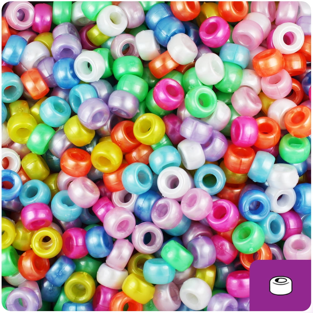 1000 Mixed Pearl 7mm Mini Barrel Plastic Pony Beads Made in the USA