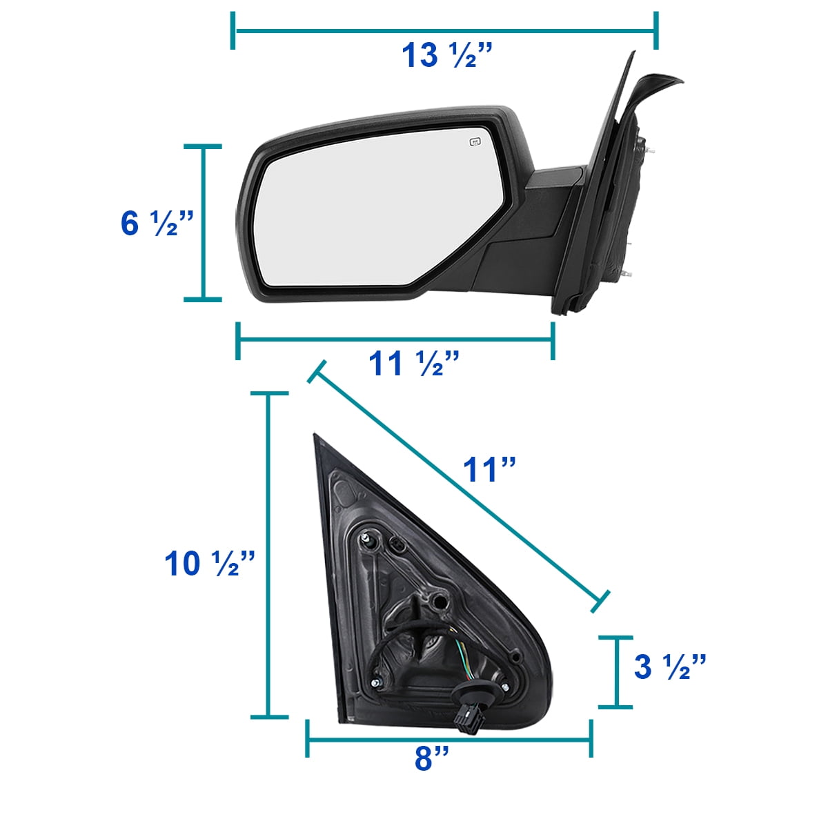 Spec-D Tuning Left Driver Side Matte Black Power Heated Mirror w/ Puddle Light Compatible with 2014-2018 Chevy Silverado, GMC Sierra
